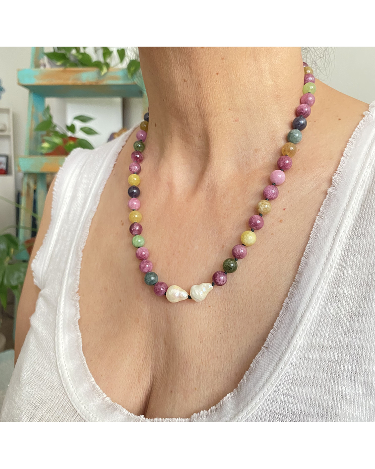 Collar ágatas y perlas