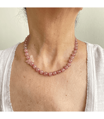 Collar ópalo rosa y cuarzo rosa 