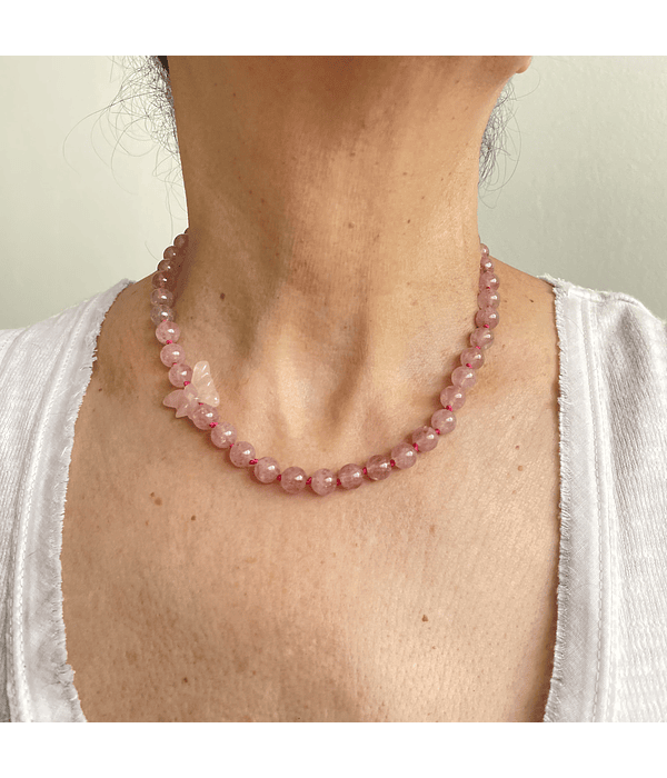 Collar ópalo rosa y cuarzo rosa 
