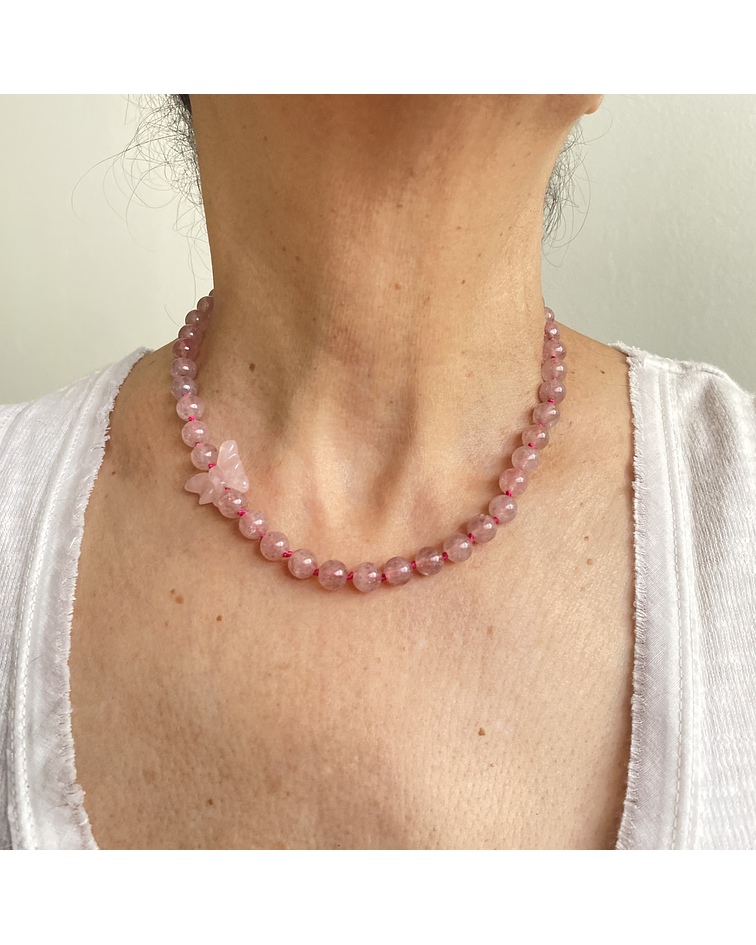 Collar ópalo rosa y cuarzo rosa 