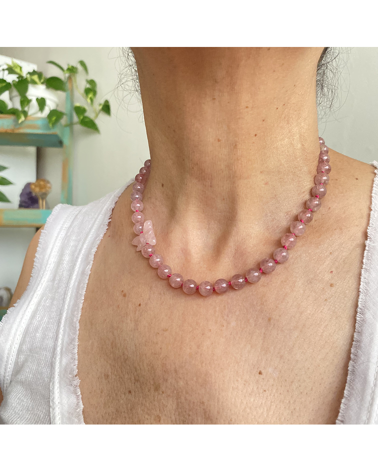 Collar ópalo rosa y cuarzo rosa 