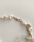 Collar perlas de rio, aguamarina y cuarzo cristal 