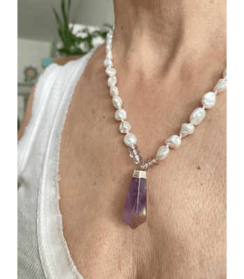 Collar perlas y ametrina