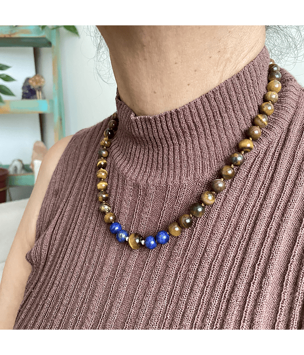 Collar ojo de tigre y lapislázuli 