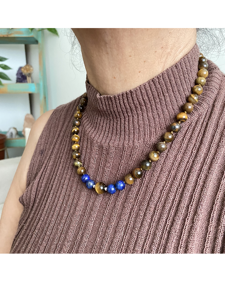 Collar ojo de tigre y lapislázuli 