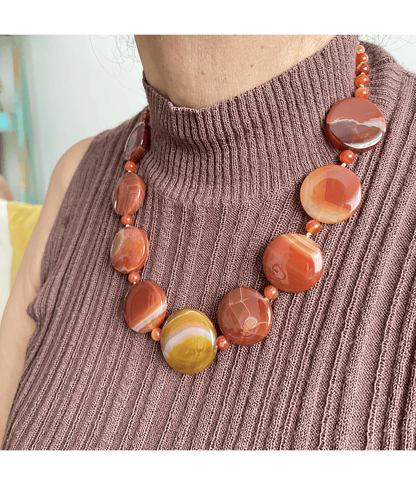 Collar ágata cornalina 