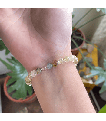 Pulsera cuarzo rutilado 6mm