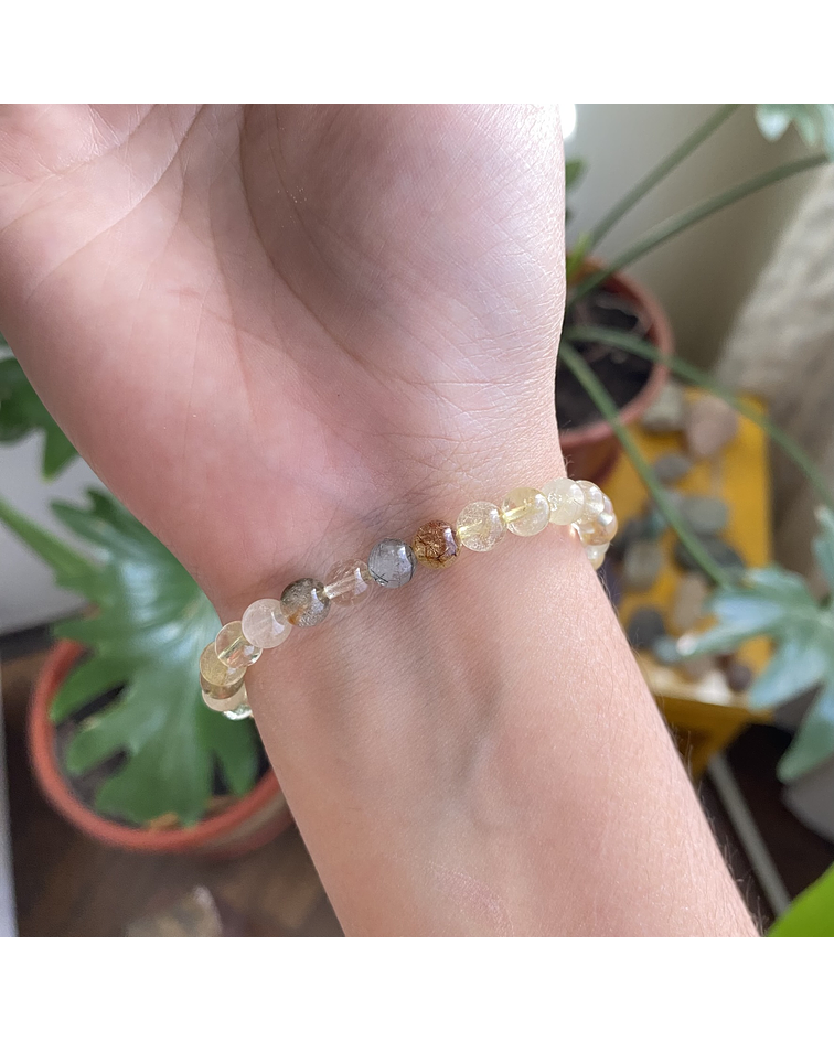 Pulsera cuarzo rutilado 6mm