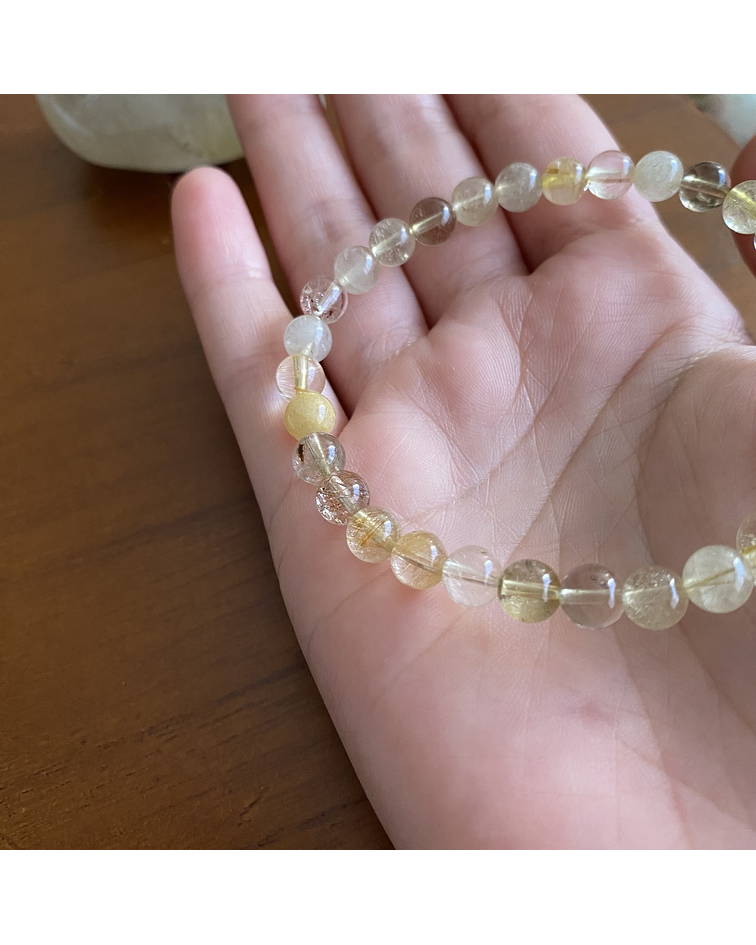 Pulsera cuarzo rutilado 6mm