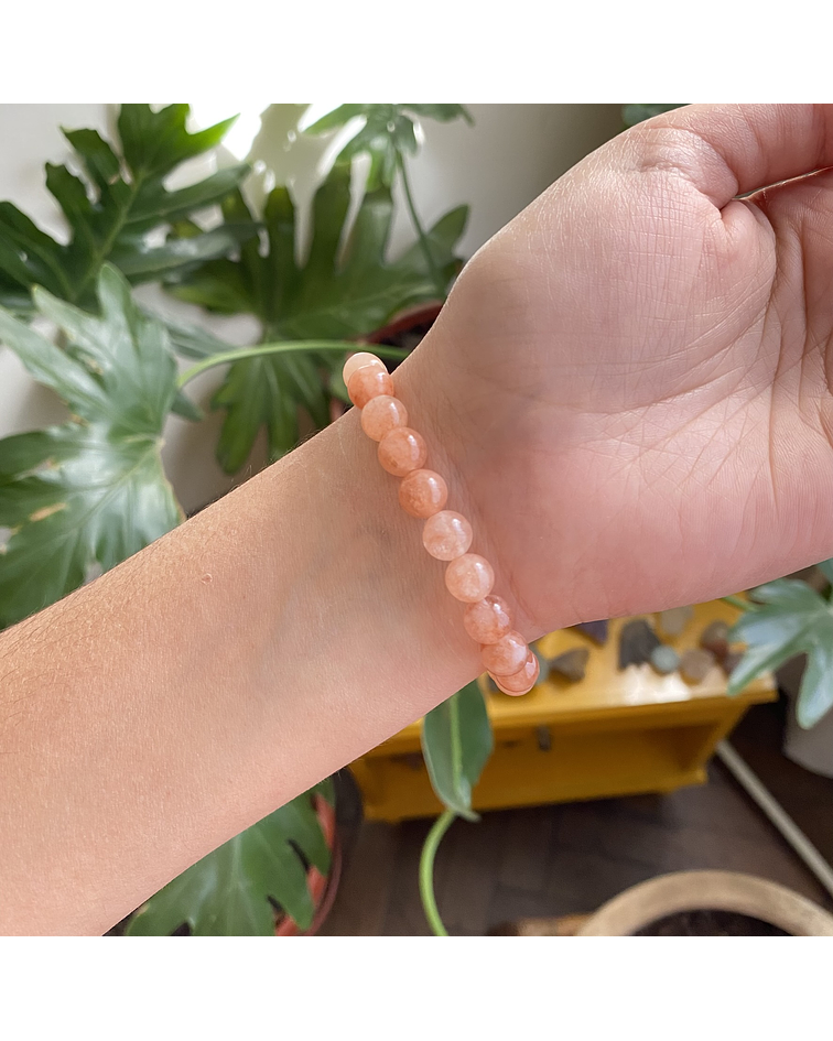Pulsera piedra luna durazno 8mm