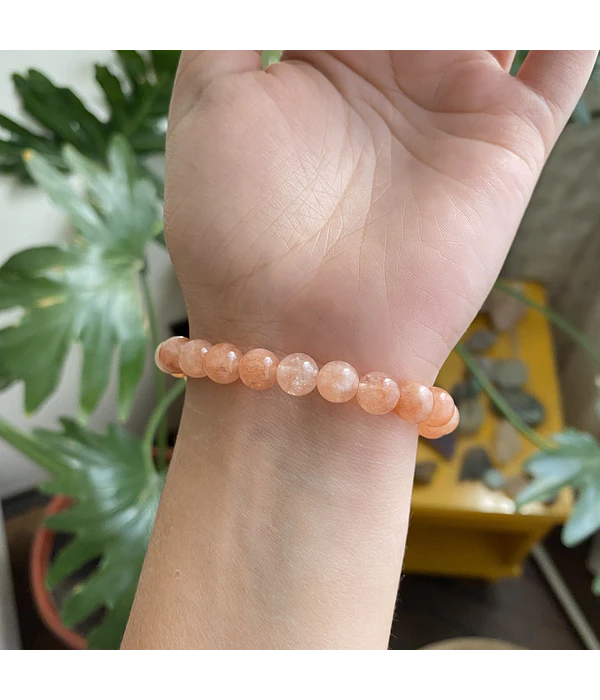 Pulsera piedra luna durazno 8mm