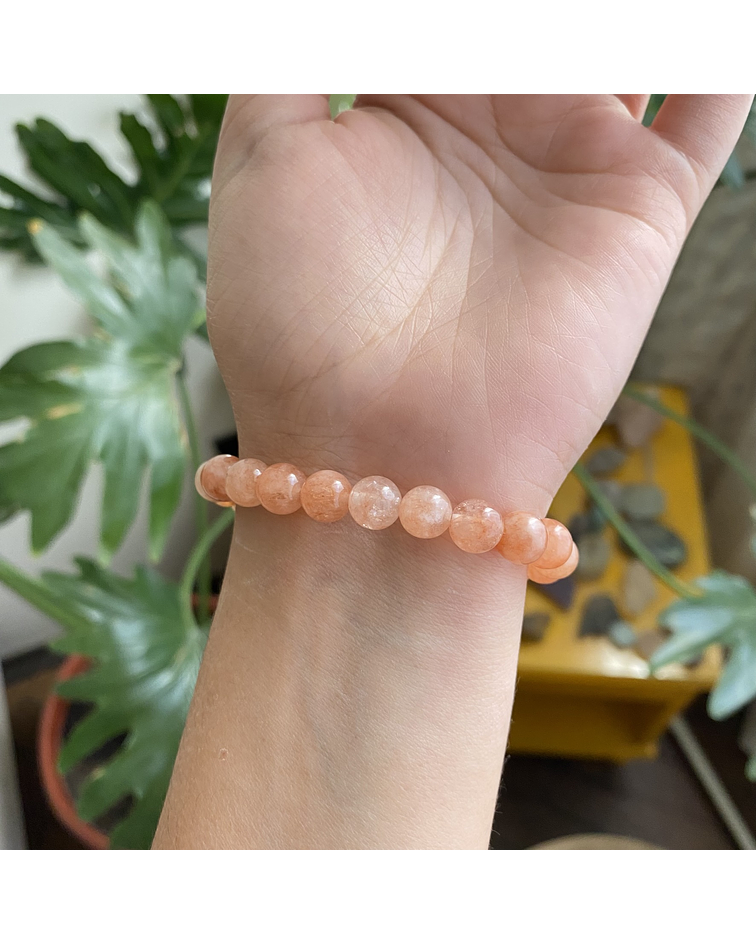 Pulsera piedra luna durazno 8mm