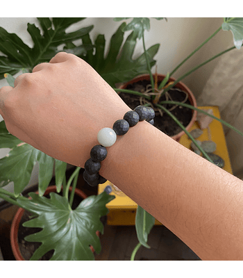 Pulsera turmalina negra con jade 10mm