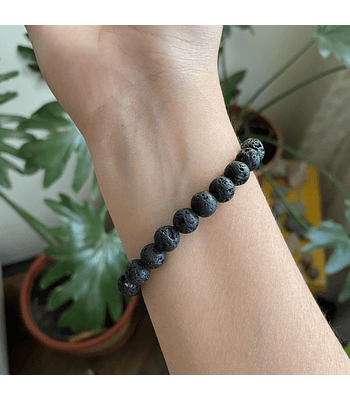 Pulsera piedra volcánica hombre 8mm