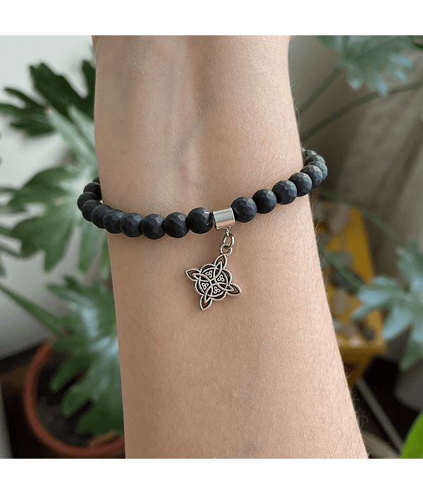 Pulsera turmalina nudo de bruja 6mm