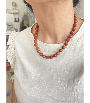 Collar jaspe rojo 10mm