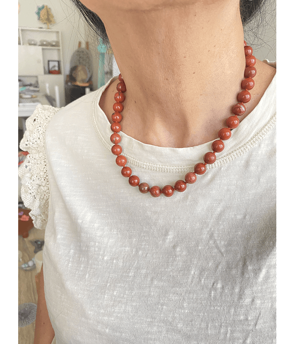 Collar jaspe rojo 10mm