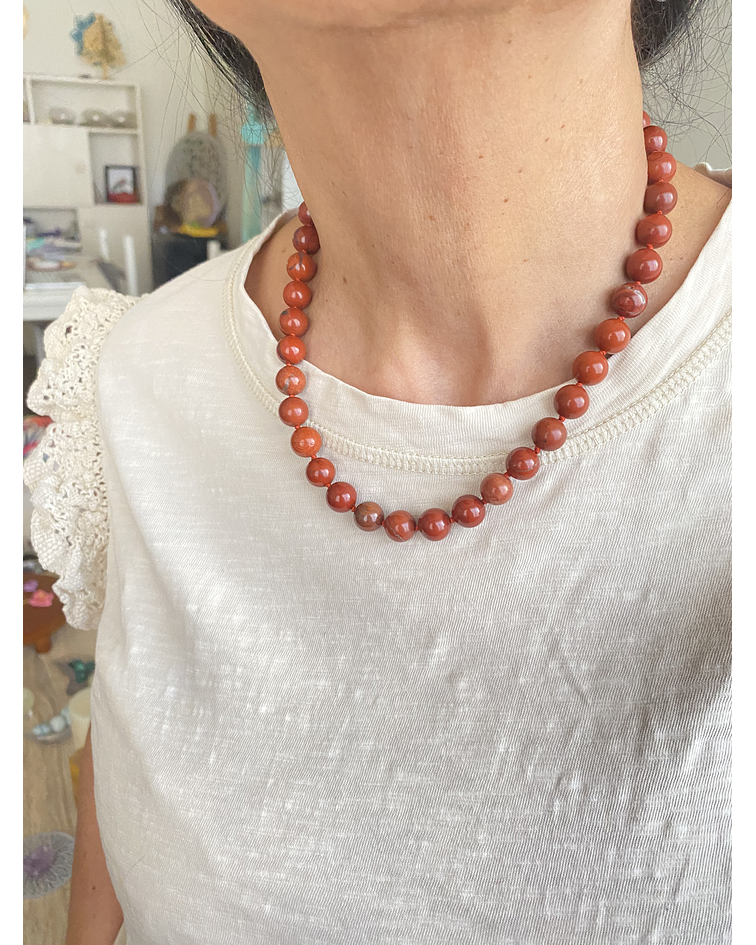 Collar jaspe rojo 10mm