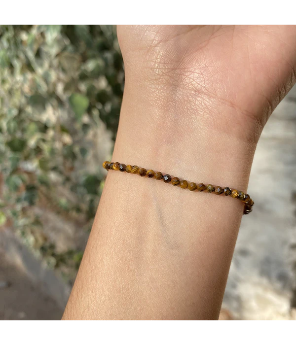 Pulsera ojo de tigre facetada 3mm