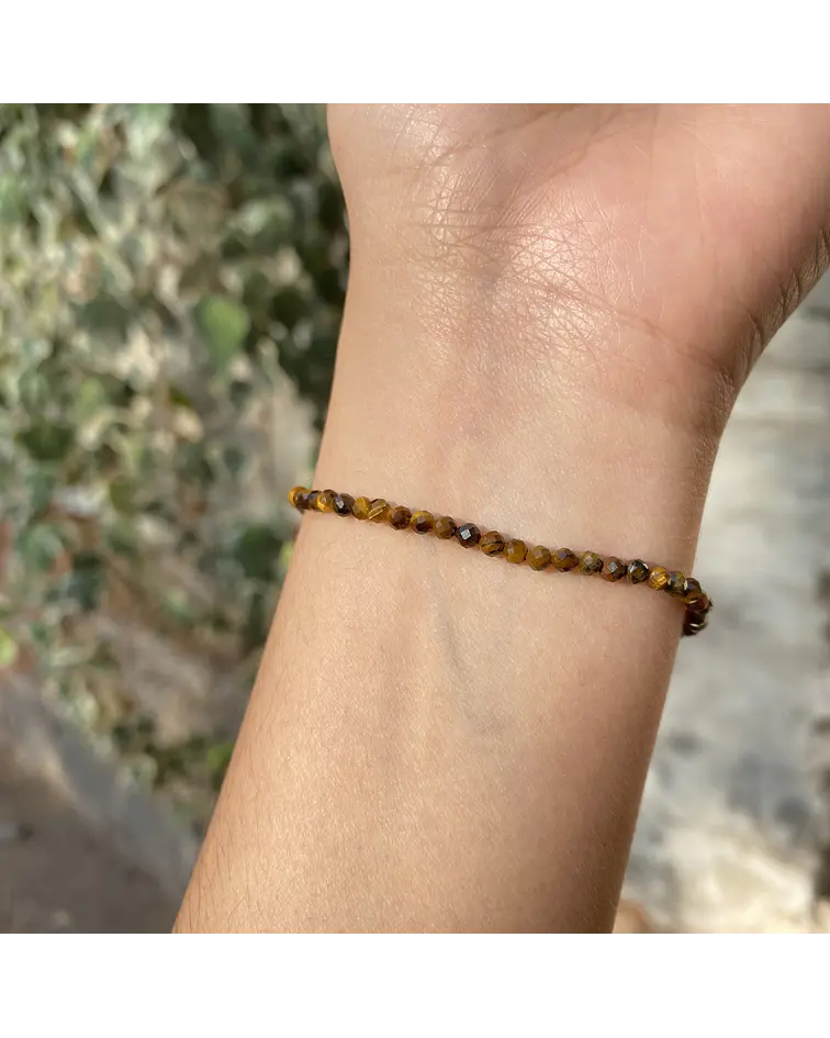 Pulsera ojo de tigre facetada 3mm