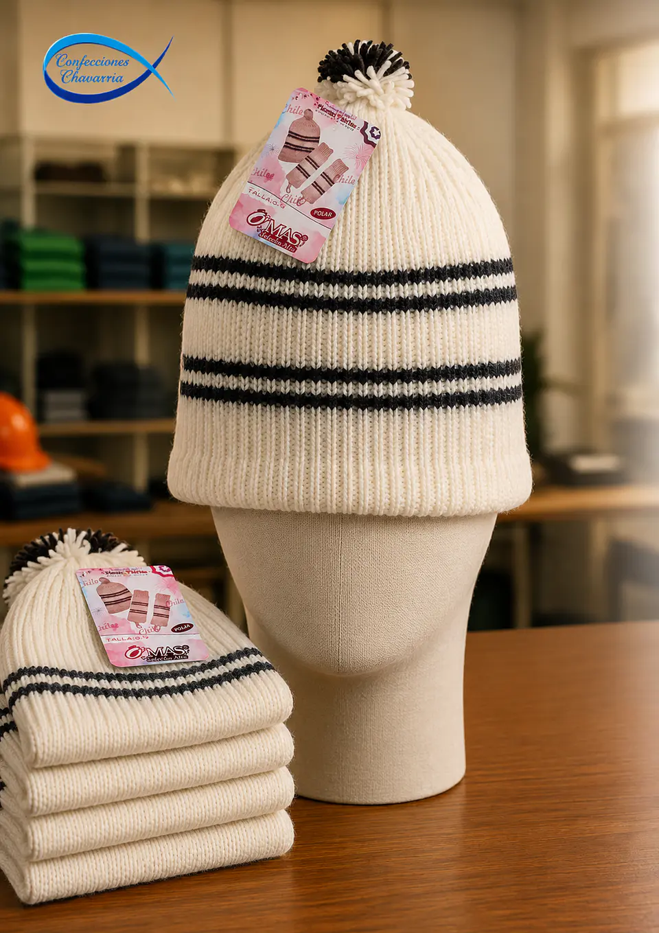 Conjunto chilote gorro y medias niños Talla 6 a 9 2