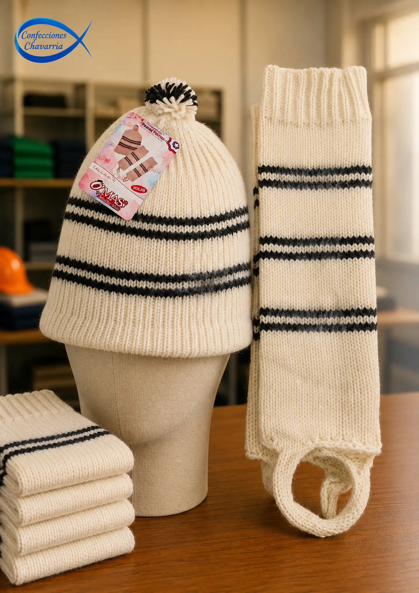 Conjunto chilote gorro y medias niños Talla 6 a 9 1