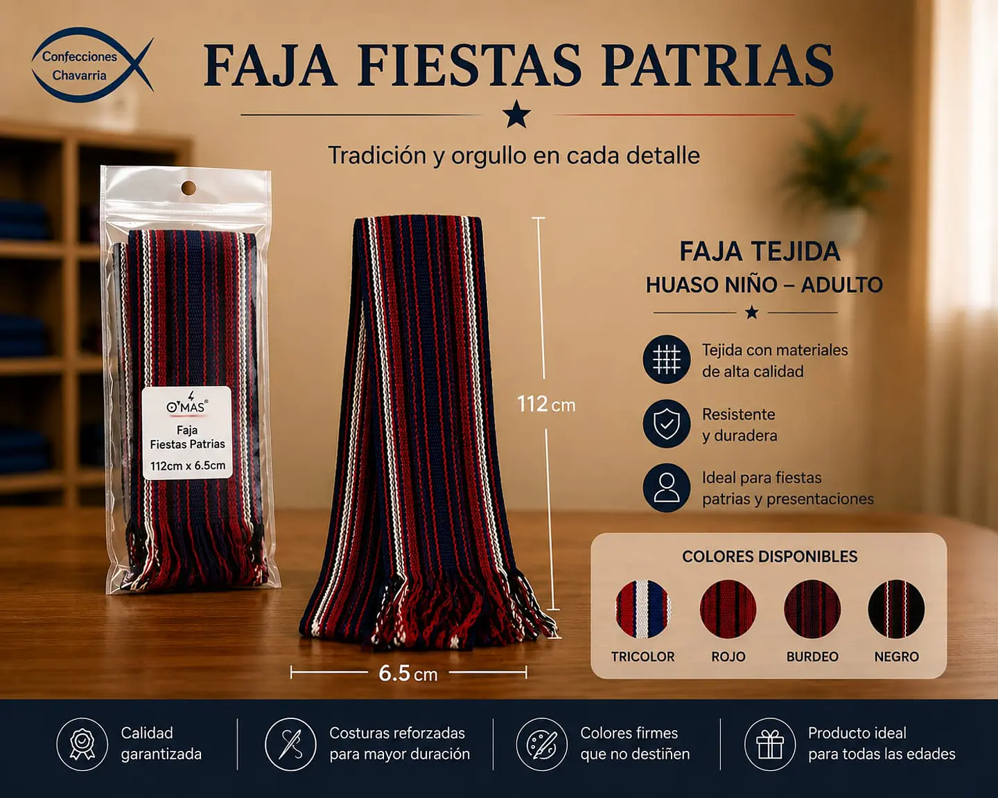 Faja de huaso 6,5 x 112 CM.  1