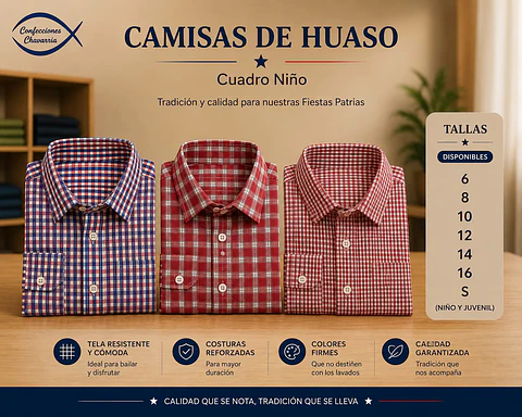 Camisa cuadrille rojo Fiestas Patrias