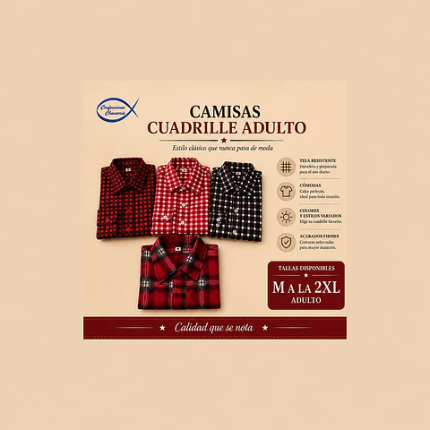 Camisas Cuadrille Adulto 