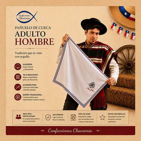 Pañuelo huaso de hombre normal y tricolor