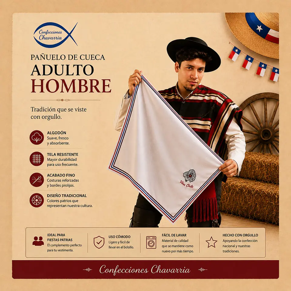 Pañuelo huaso de hombre normal y tricolor 1