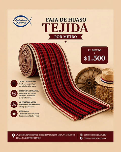 Faja de huaso tejida, a metro