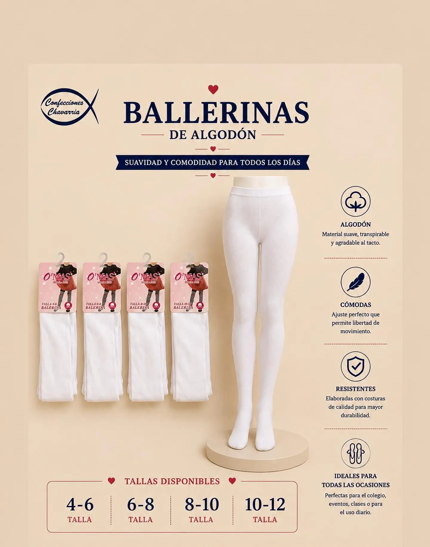 Ballerinas Blancas De Algodón para niña 1