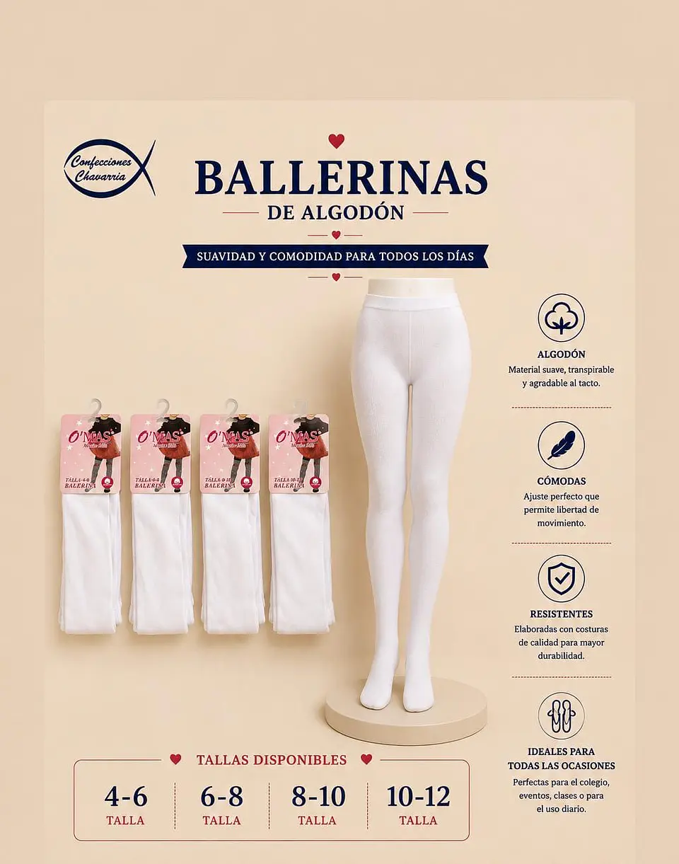 Ballerinas Blancas De Algodón para niña 1