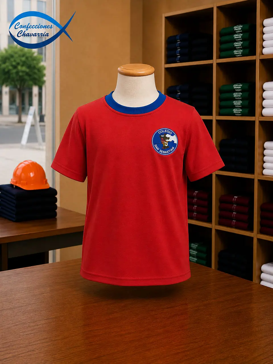 Polera deportiva roja M/C COLEGIO SAN SEBASTIAN 1