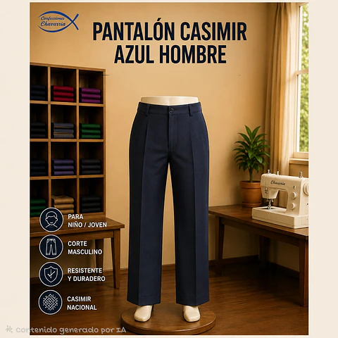 Pantalón Casimir Azul Hombre