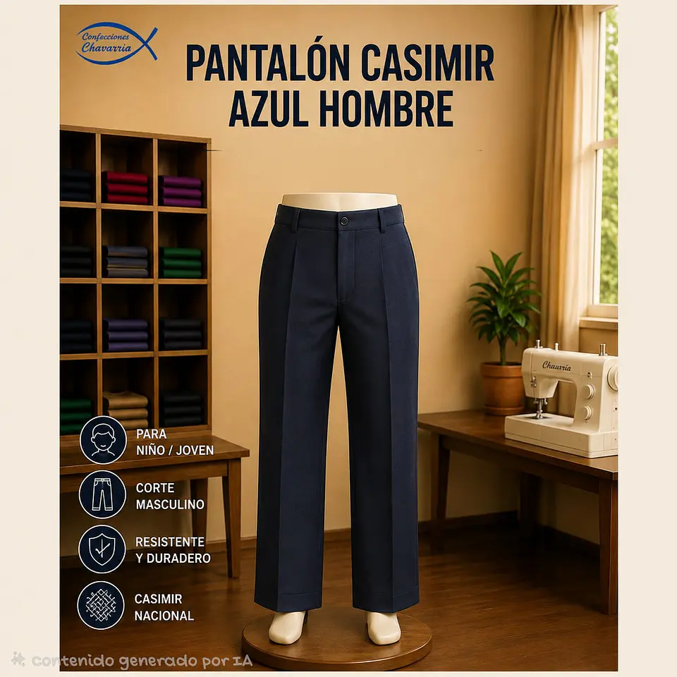 Pantalón Casimir Azul Hombre 1