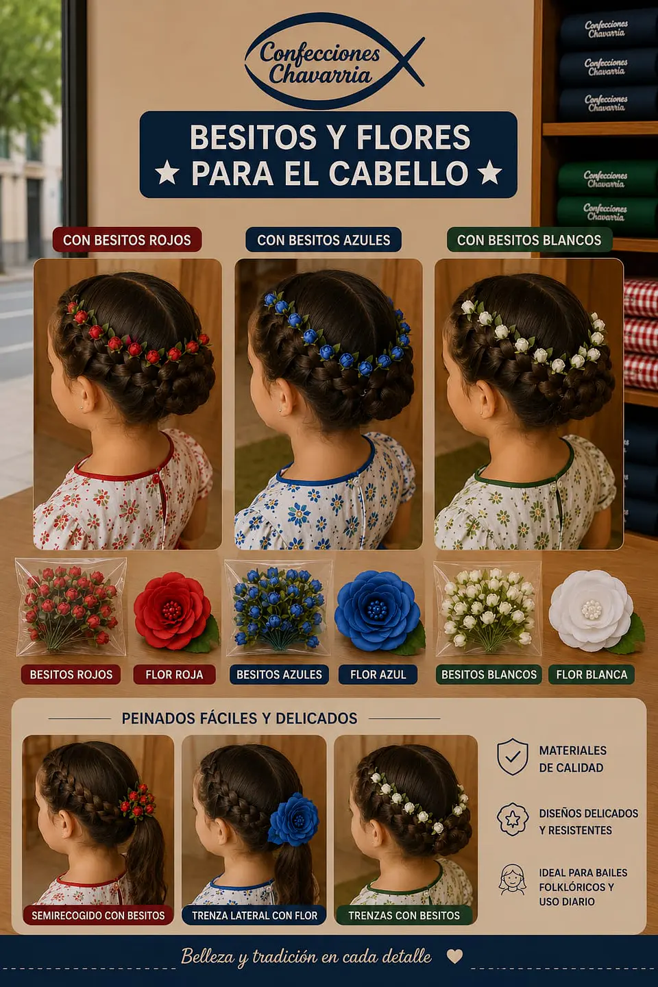 Besitos y Flores para Peinados de Niñas  1