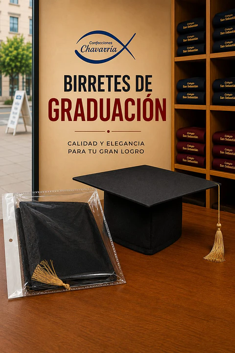 Birrete Graduación Negro