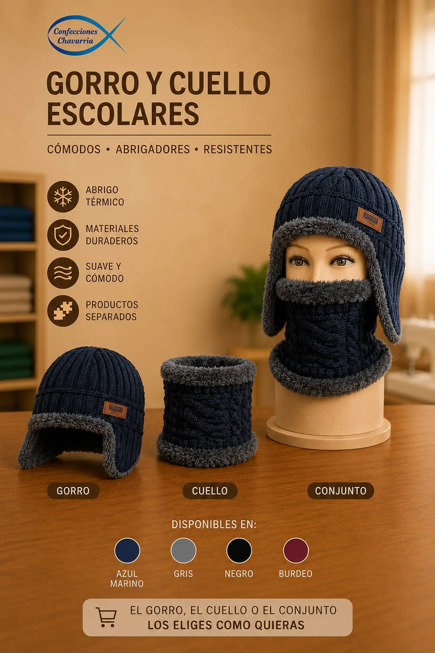 Pack Invierno Adulto Gorro y Cuello 1