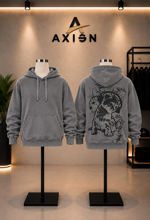 Poleron Canguro Franela Estilo Desgastado Con Estampado