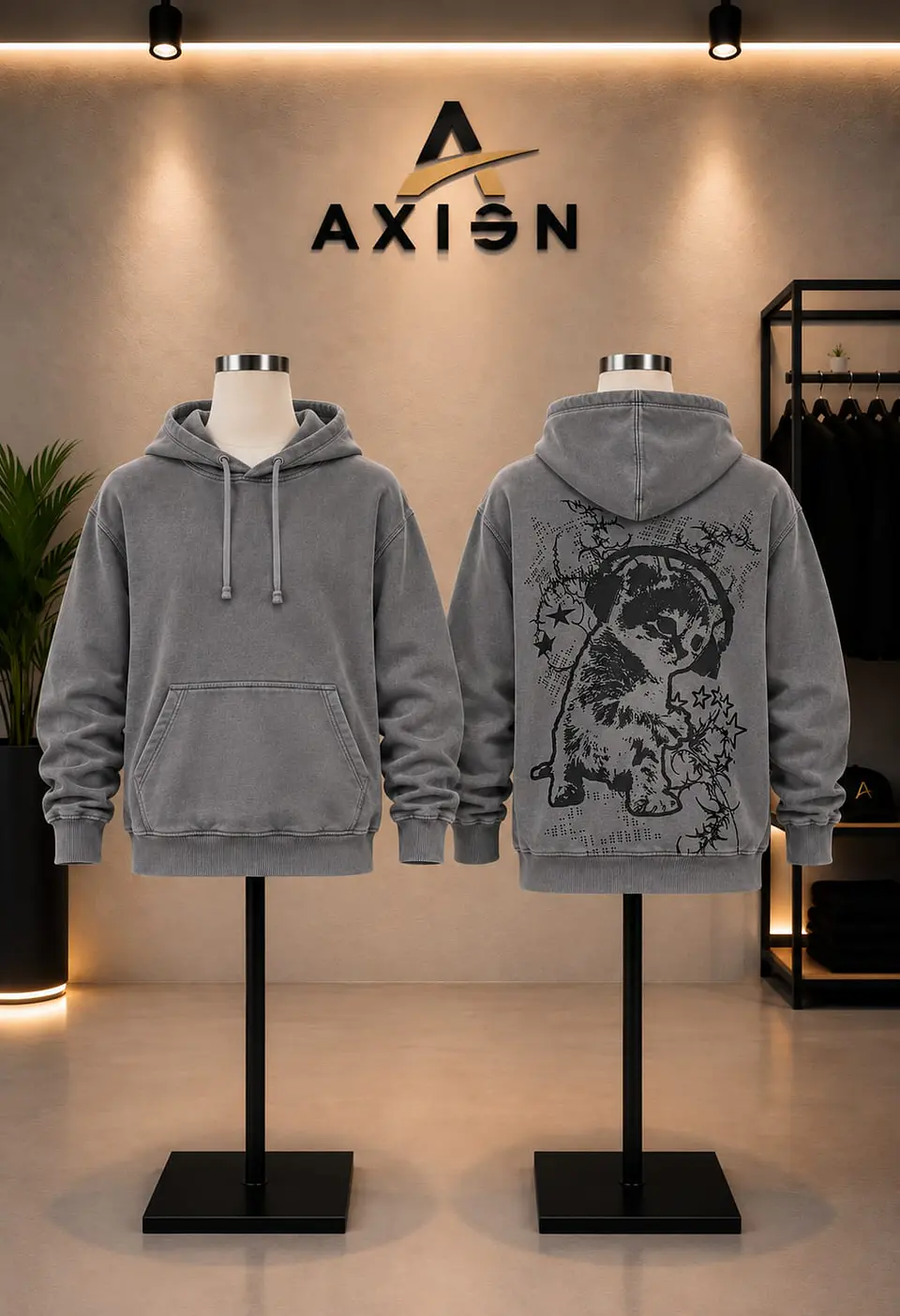 Poleron Canguro Franela Estilo Desgastado Con Estampado 1
