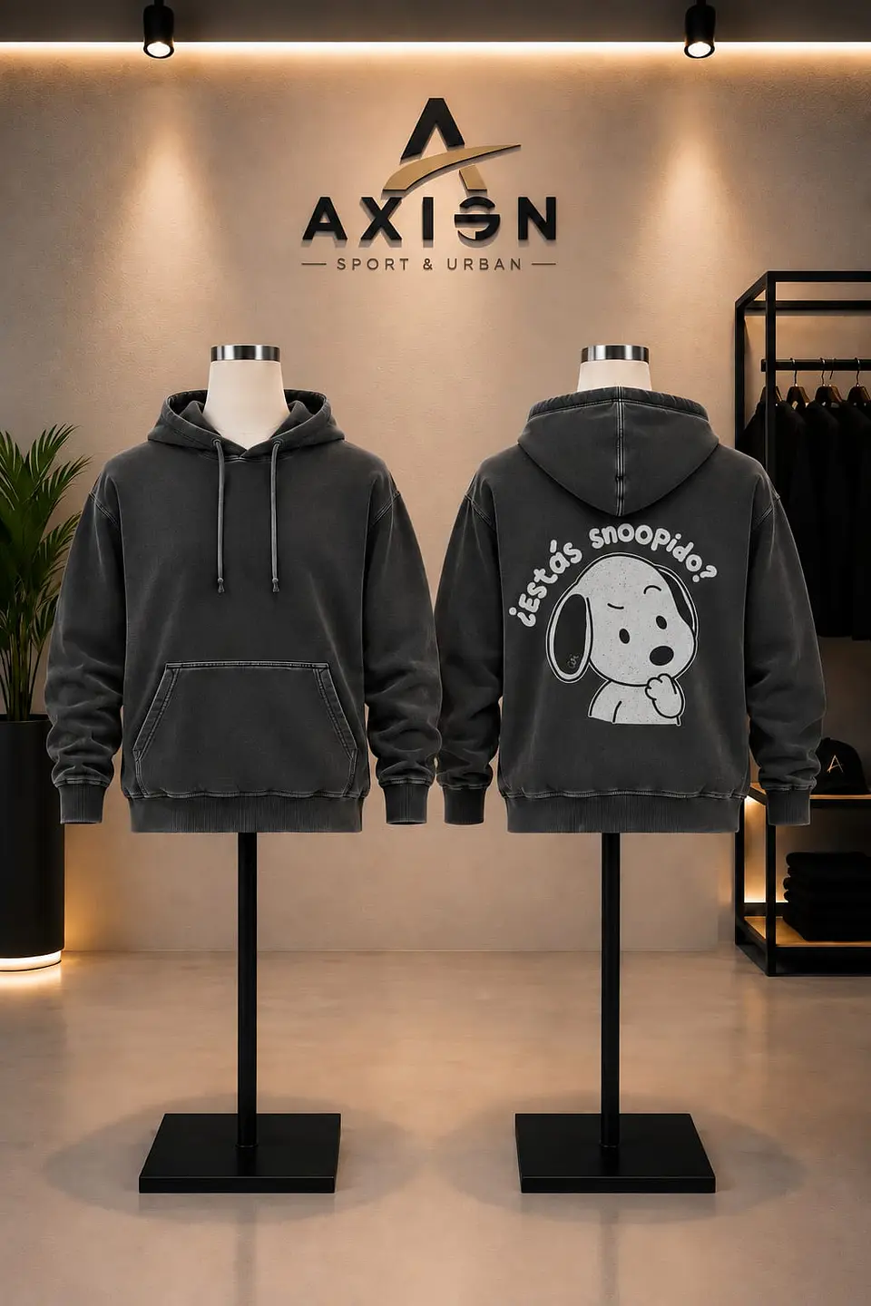 Poleron Canguro Franela Estilo Desgastado Con Estampado 2