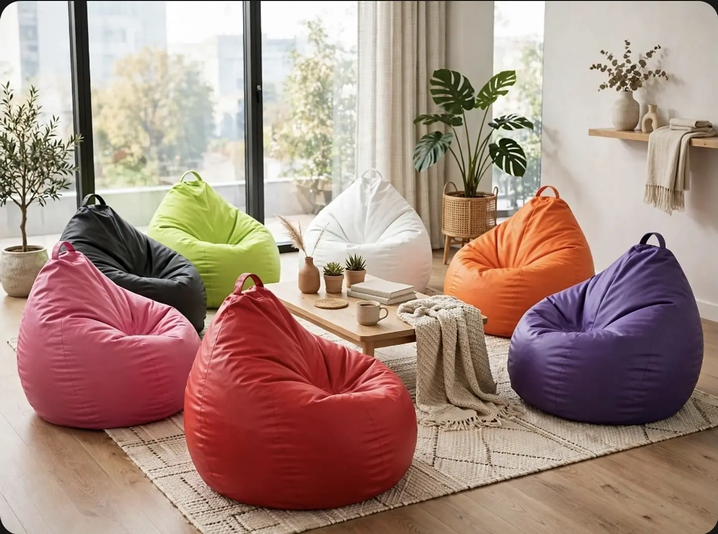 Puffs tipo pera en diferentes colores