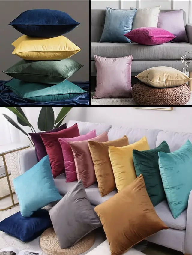 Cojines decorativos en diferentes colores