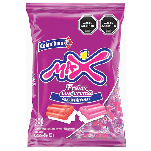 MASTICABLE MAX FRUTAS CON CREMA X 100 UN