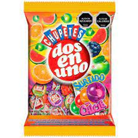 CHUPETE DOS EN UNO SURTIDO X 24 UN