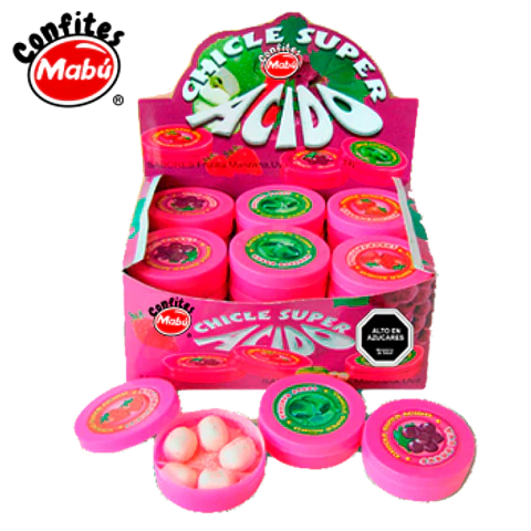 CHICLE SUPER ACIDO MABU X 24 UN