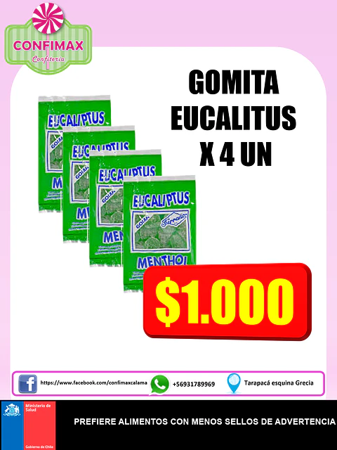 GOMITA EUCALIPTUS X 4 UN
