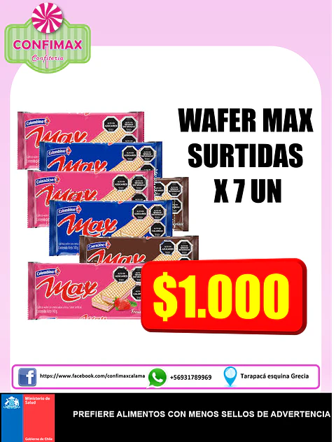 GALLETA WAFER COLOMBINA SURTIDA X 7 